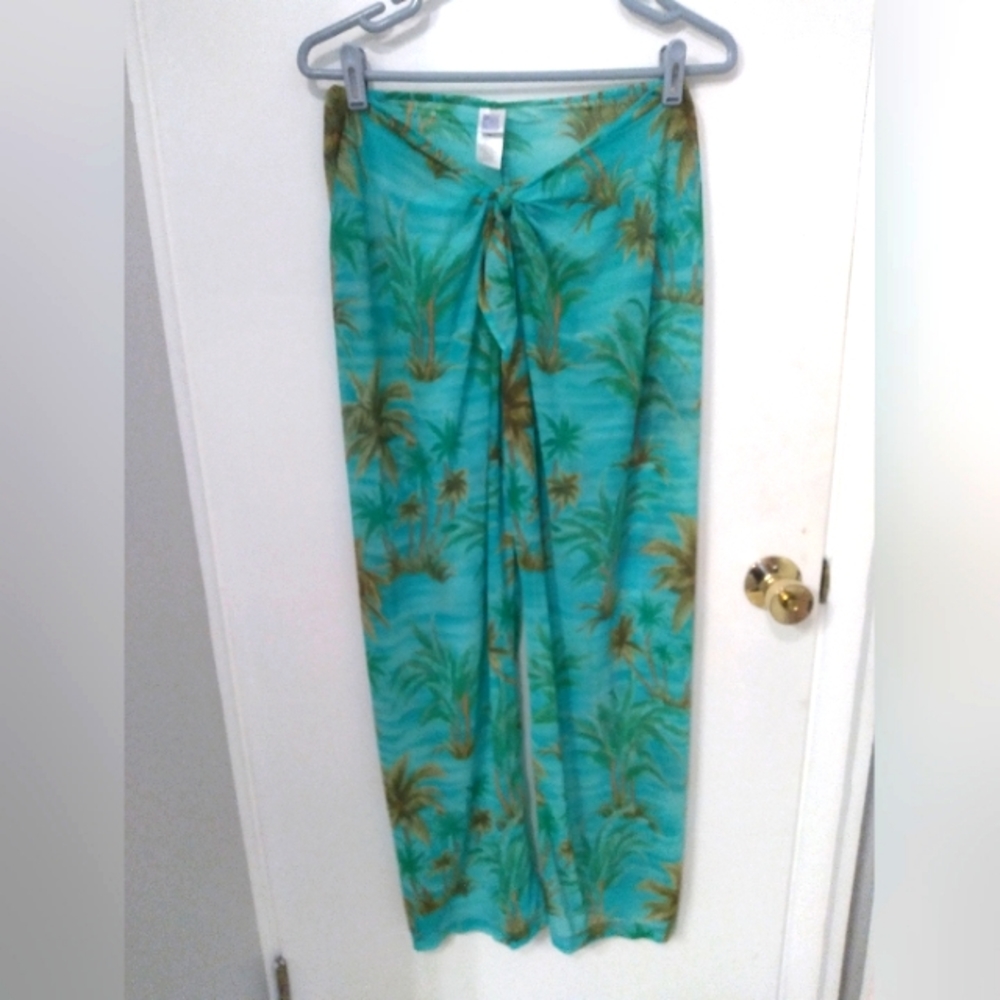 Liquid blue tropical flowy pants